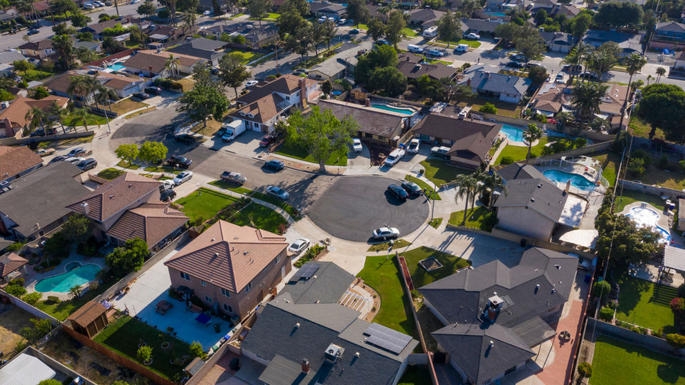 Aerial view of Fontana neighborhood